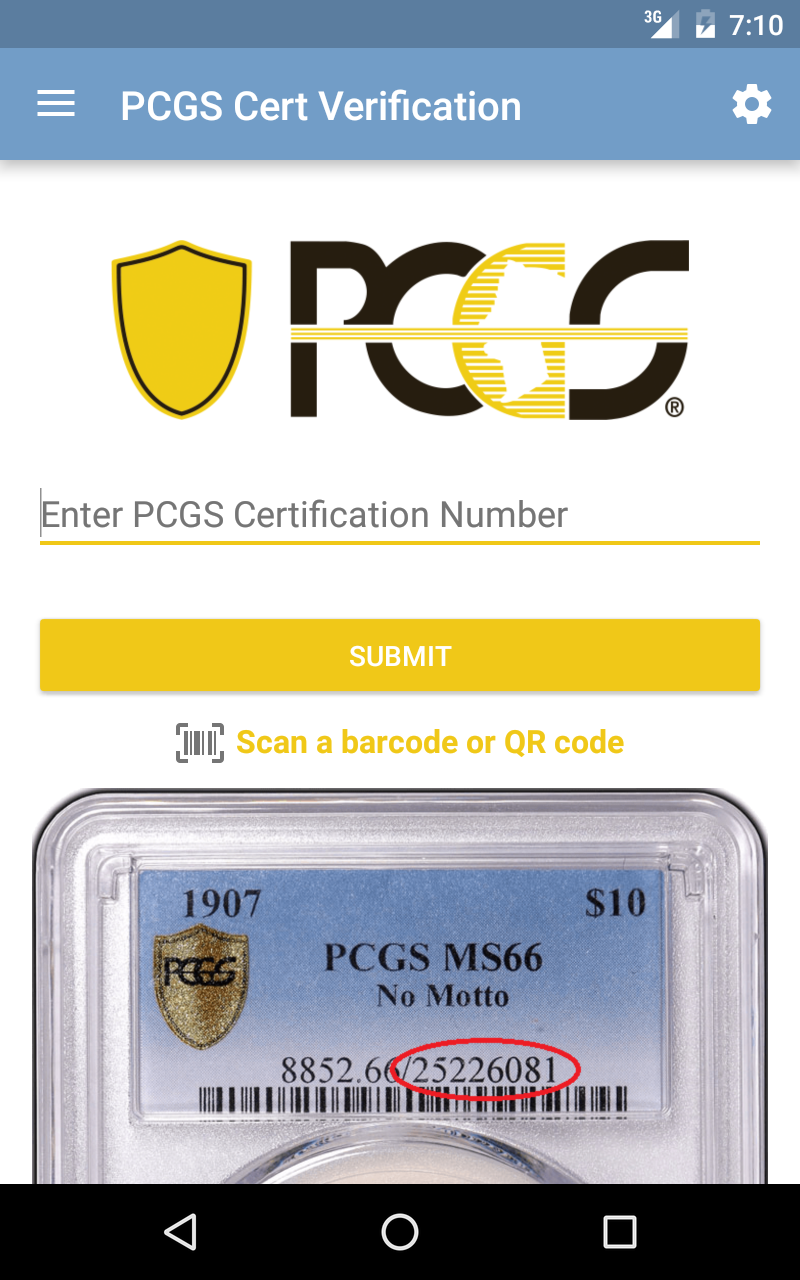 PCGS CertificationAPP