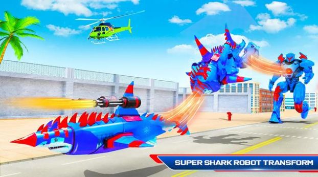 鲨鱼机器人汽车改造（Flying Shark Robot）游戏