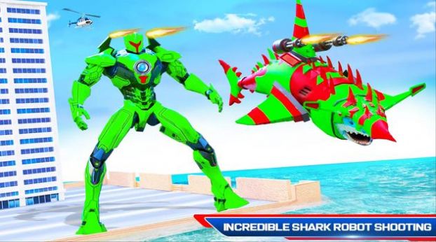 鲨鱼机器人汽车改造（Flying Shark Robot）游戏