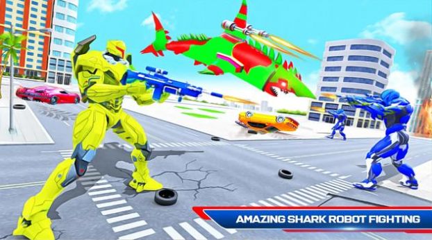鲨鱼机器人汽车改造（Flying Shark Robot）游戏